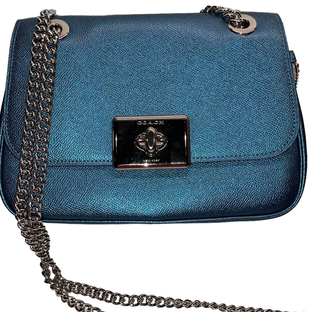 Coach - NWT - blue “shimmer” crossbody / shoulder bag
